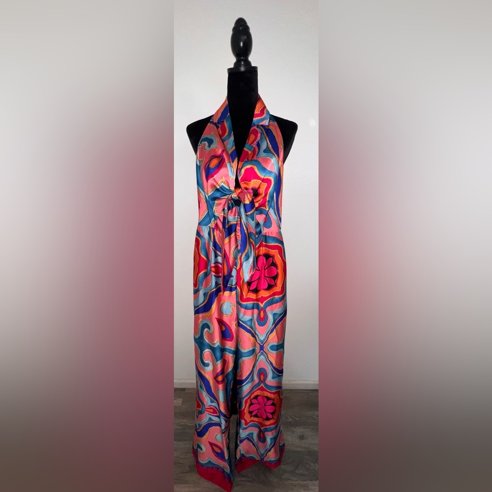 Vibrant Multicolor Tie-Front Jumpsuit